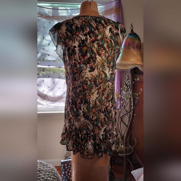 Belle du JOUR Sheer Bird Dress Size XL Fits Medium - Picture 6 of 10